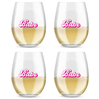 Thumbnail for 15 oz. Stemless Wine Glass - Retro Babe (Set of 4) - Alternate Image 5 | My Wedding Favors