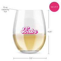 Thumbnail for 15 oz. Stemless Wine Glass - Retro Babe (Set of 4) - Alternate Image 6 | My Wedding Favors