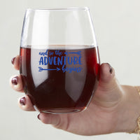 Thumbnail for 15 oz. Stemless Wine Glass - Adventure Begins (Set of 4) - Alternate Image 3 | My Wedding Favors