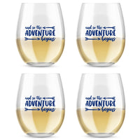 Thumbnail for 15 oz. Stemless Wine Glass - Adventure Begins (Set of 4) - Alternate Image 4 | My Wedding Favors