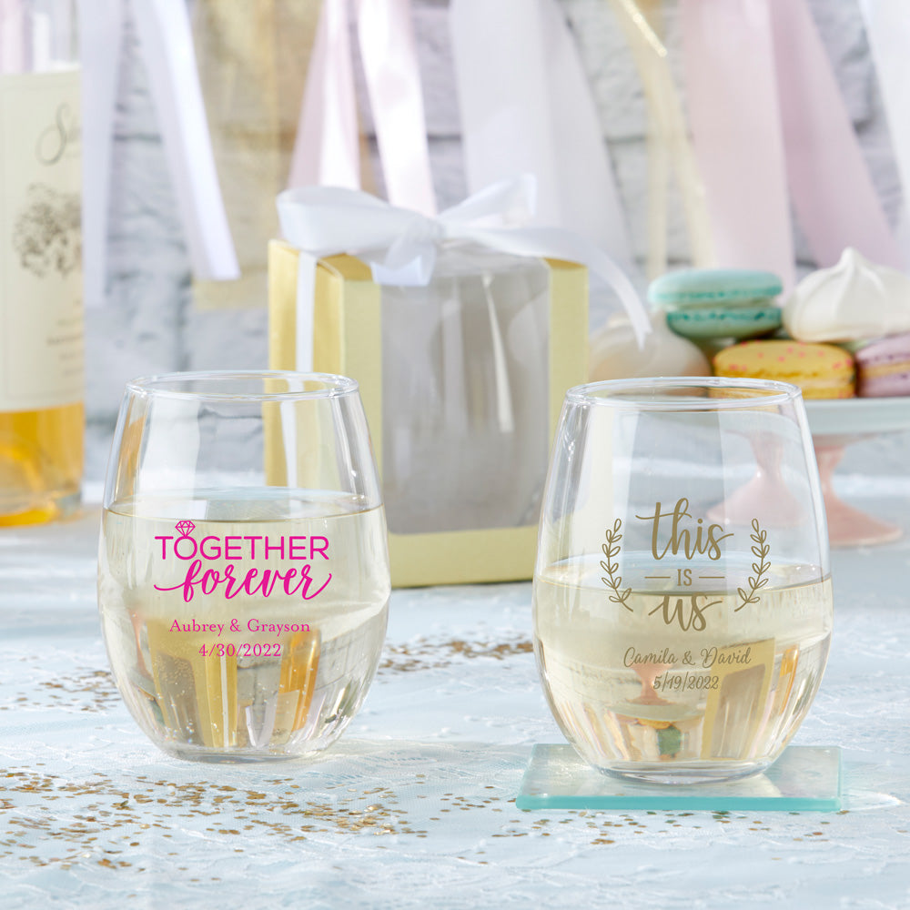 Stemless Wine Glasses Set of 4 - 19 oz