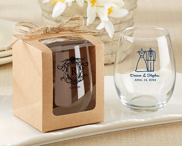 Kraft 9oz Stemless Wine Glass Gift Box (Set of 12) -Kate Aspen