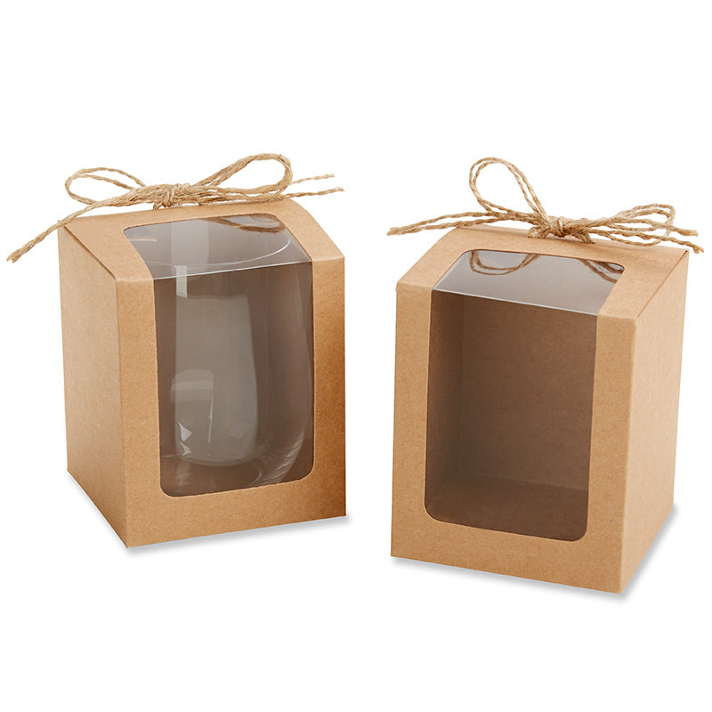 Kraft 9 oz. Glassware Gift Box with Twine (Set of 12) - Main Image | My Wedding Favors