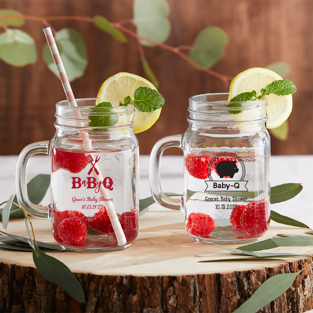Cute Wedding Party Personalized Mugs Mason Jars with Handle Engraved G–  Stocking Factory