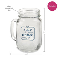 Thumbnail for 16 oz. Mason Jar Mug - Suit Up Drink Up (Set of 6)