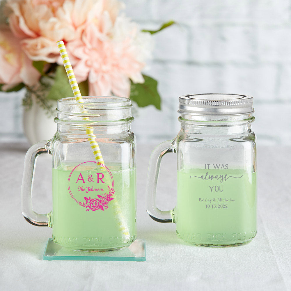 16 Oz Mason Jar With Color Lid - Custom Drinkware - USimprints