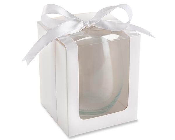 White 15 oz. Glassware Gift Box with Ribbon (Set of 20) - Alternate Image 7 | My Wedding Favors