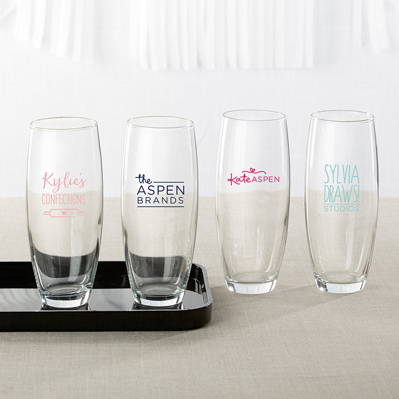 Personalized Custom Design 9 oz. Stemless Champagne Glass - Main Image | My Wedding Favors