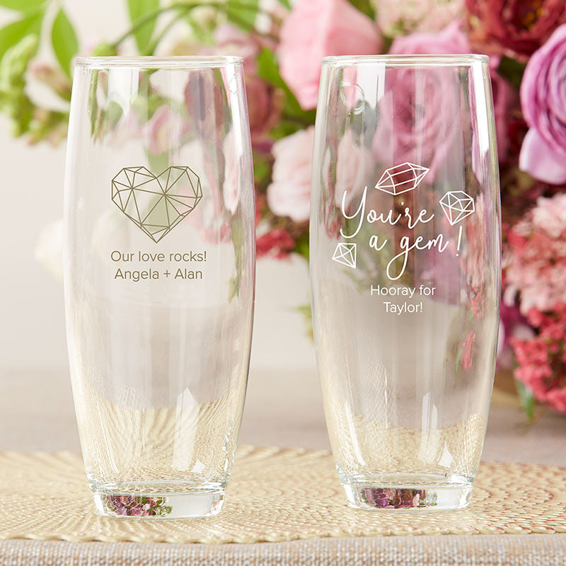 Classic Monogram Stemless Champagne Flutes & Wine Glasses - GB Design House