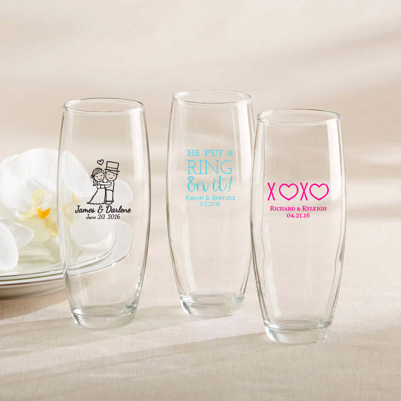 Personalized 9 oz. Stemless Champagne Glass - Main Image | My Wedding Favors