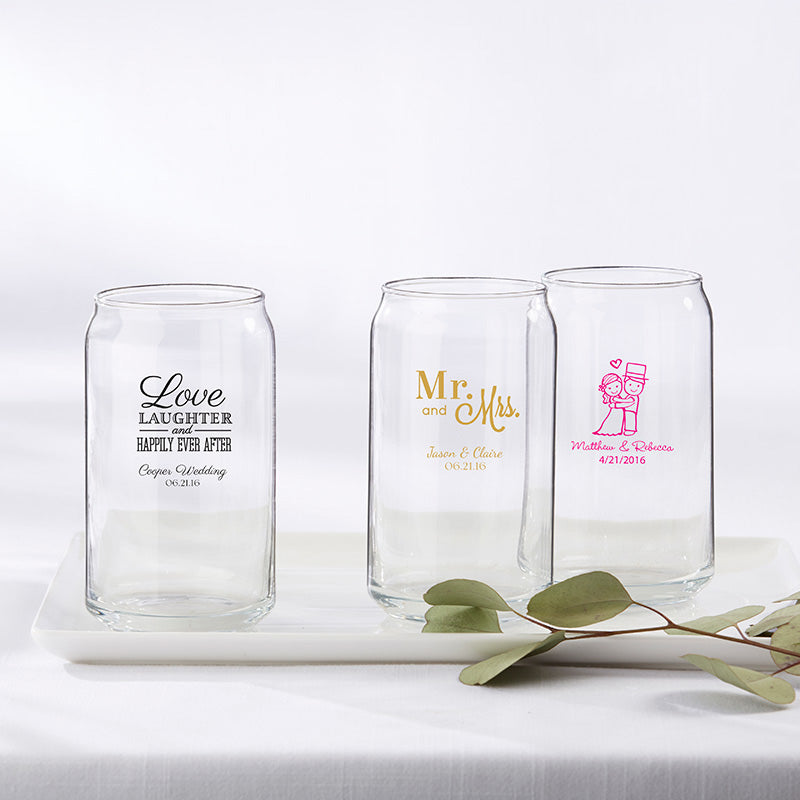 Personalized Wedding 16 oz. Beer Can Glass My Wedding Favors MWF
