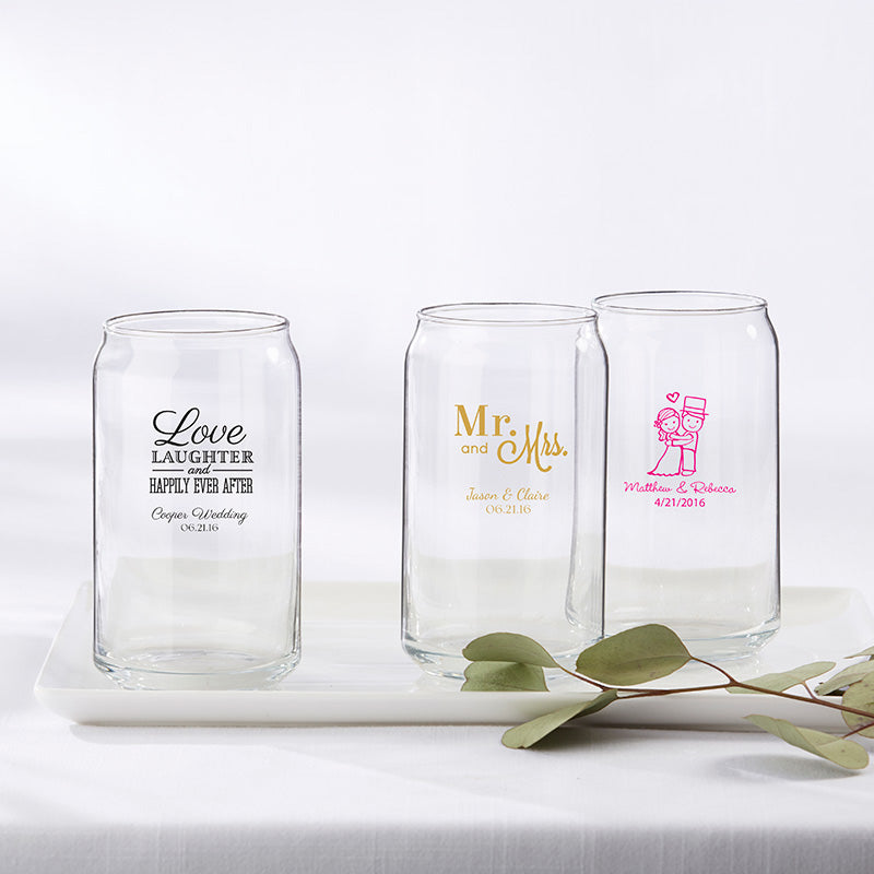 Personalized Wedding 16 oz. Beer Can Glass - Main Image | My Wedding Favors