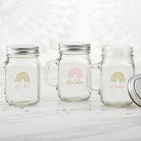 Thumbnail for 12 oz. Mason Jar Mug with Lid - Boho Rainbow Bride & Babe (Set of 6) - Main Image | My Wedding Favors