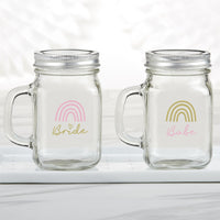 Thumbnail for 12 oz. Mason Jar Mug with Lid - Boho Rainbow Bride & Babe (Set of 6) - Alternate Image 4 | My Wedding Favors