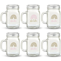 Thumbnail for 12 oz. Mason Jar Mug with Lid - Boho Rainbow Bride & Babe (Set of 6) - Alternate Image 5 | My Wedding Favors