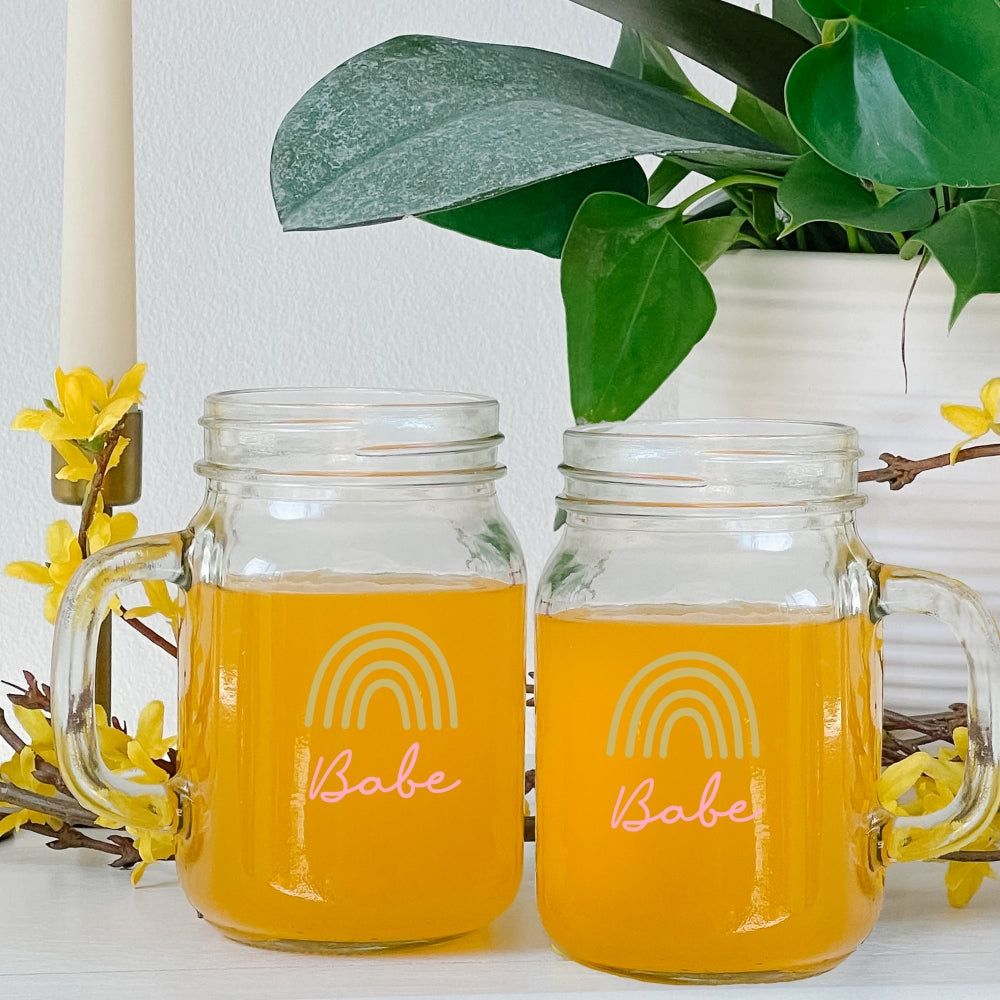 12 oz. Mason Jar Mug with Lid - Boho Rainbow Babe (Set of 6) - Alternate Image 4 | My Wedding Favors