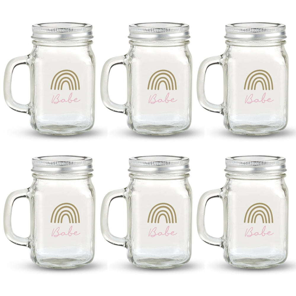 12 oz. Mason Jar Mug with Lid - Boho Rainbow Babe (Set of 6) | Kate Aspen