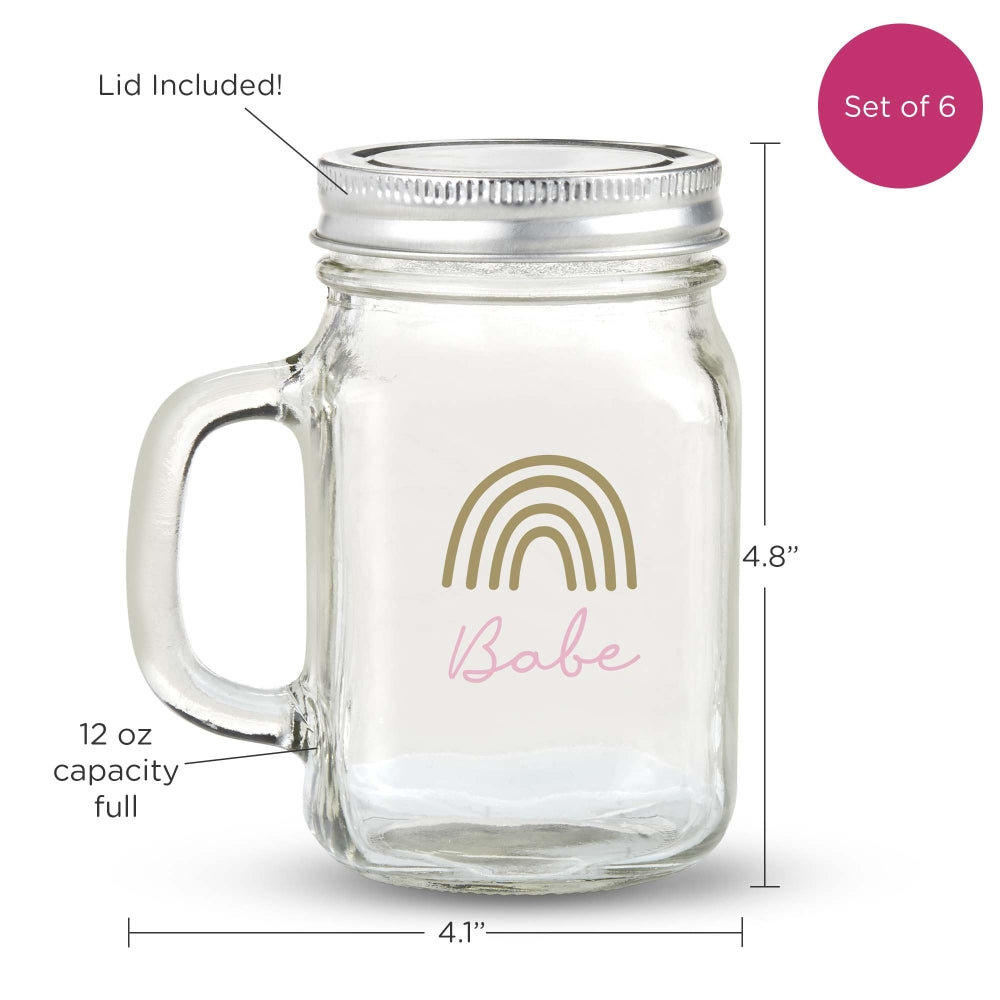 12 oz. Mason Jar Mug with Lid - Boho Rainbow Babe (Set of 6) - Alternate Image 6 | My Wedding Favors