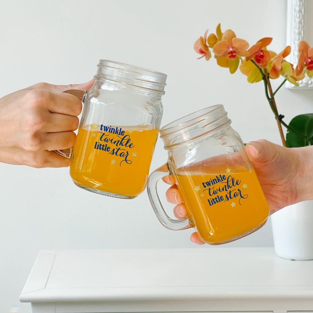 12 oz. Mason Jar Mug with Lid - Twinkle Twinkle (Set of 6) - Alternate Image 3 | My Wedding Favors