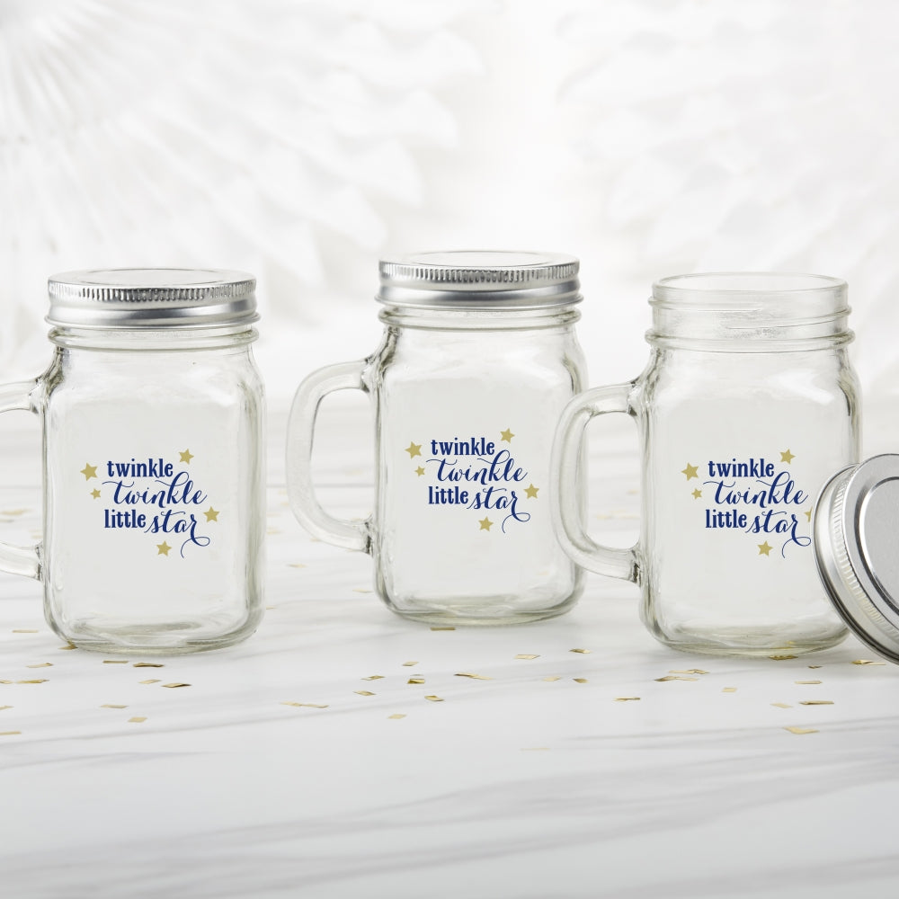 12 oz. Mason Jar Mug with Lid - Twinkle Twinkle (Set of 6) - Alternate Image 4 | My Wedding Favors