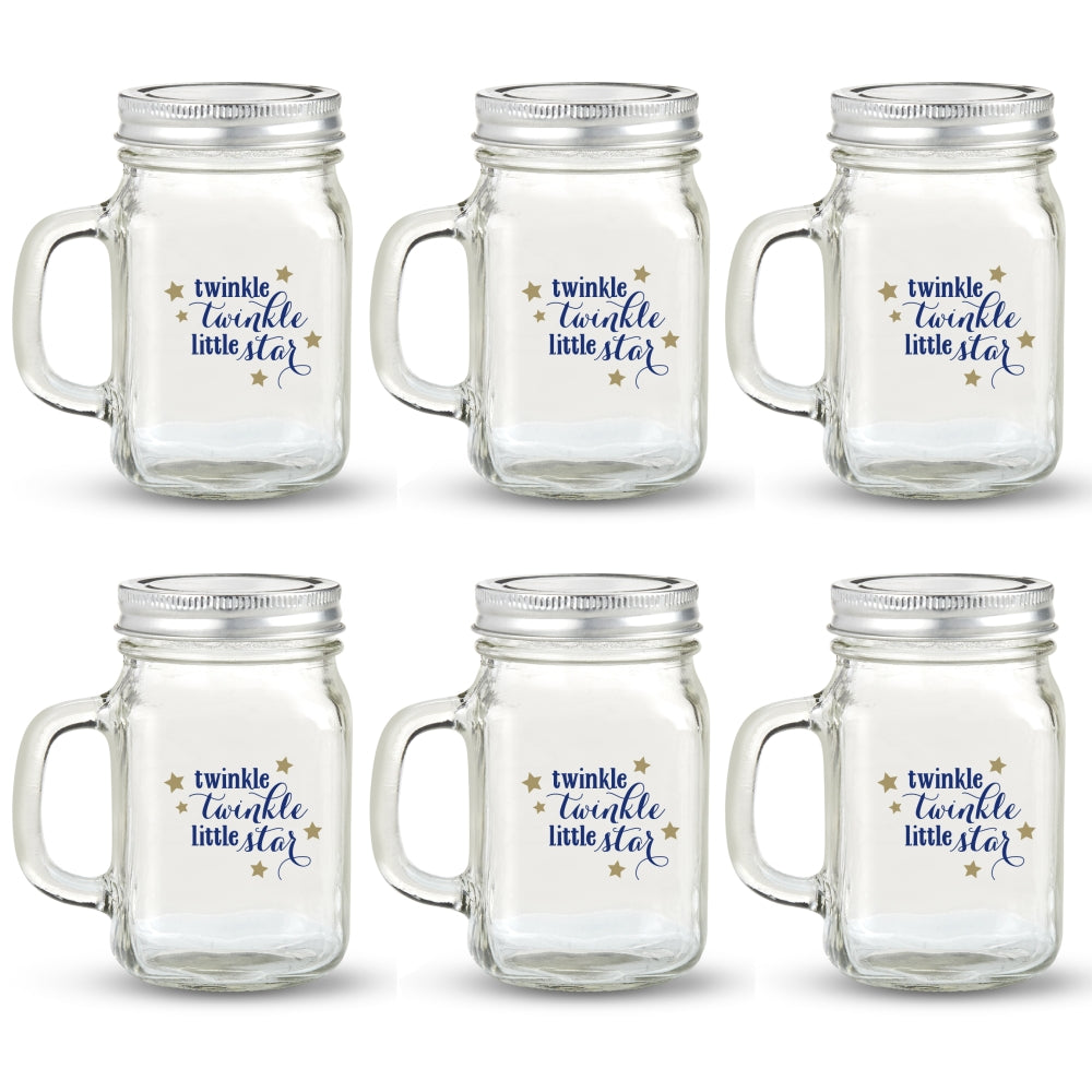 12 oz. Mason Jar Mug with Lid - Twinkle Twinkle (Set of 6) - Alternate Image 5 | My Wedding Favors