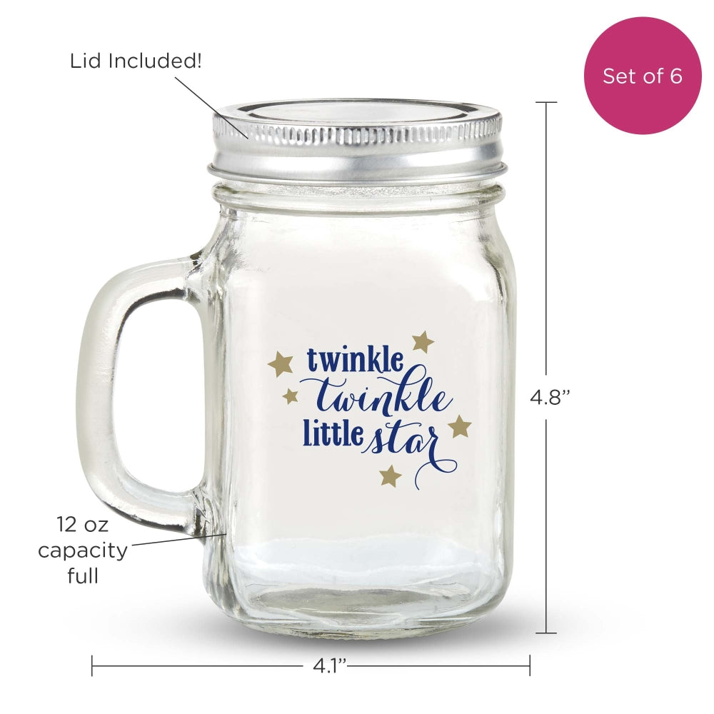 12 oz. Mason Jar Mug with Lid - Twinkle Twinkle (Set of 6) - Alternate Image 6 | My Wedding Favors