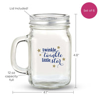 Thumbnail for 12 oz. Mason Jar Mug with Lid - Twinkle Twinkle (Set of 6) - Alternate Image 6 | My Wedding Favors