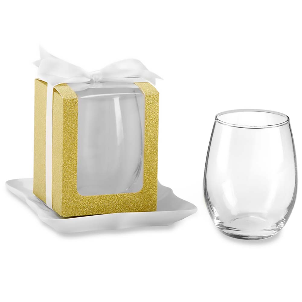 Gold 15 oz. Glassware Gift Box with Ribbon (Set of 20) - Alternate Image 5 | My Wedding Favors