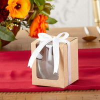 Thumbnail for Kraft 15 oz. Glassware Gift Box with Ribbon (Set of 20) - Alternate Image 2 | My Wedding Favors