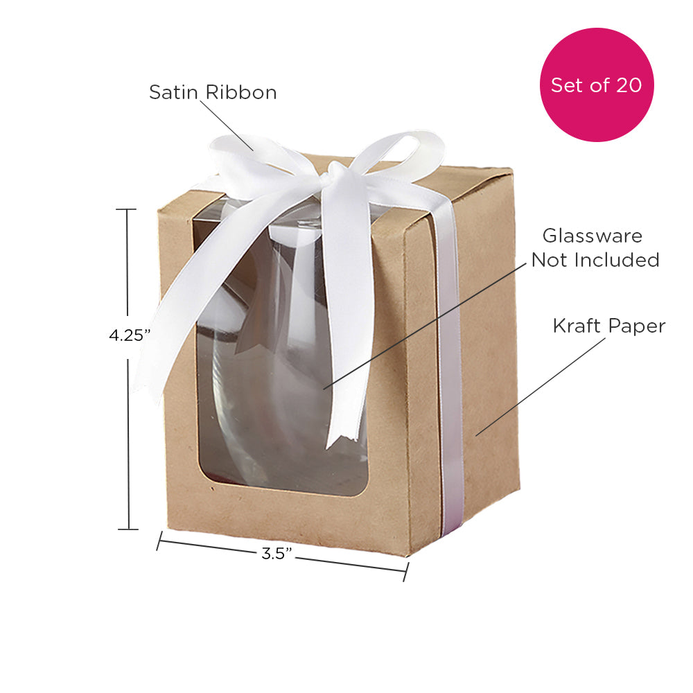 Kraft 15 oz. Glassware Gift Box with Ribbon (Set of 20) - Alternate Image 6 | My Wedding Favors