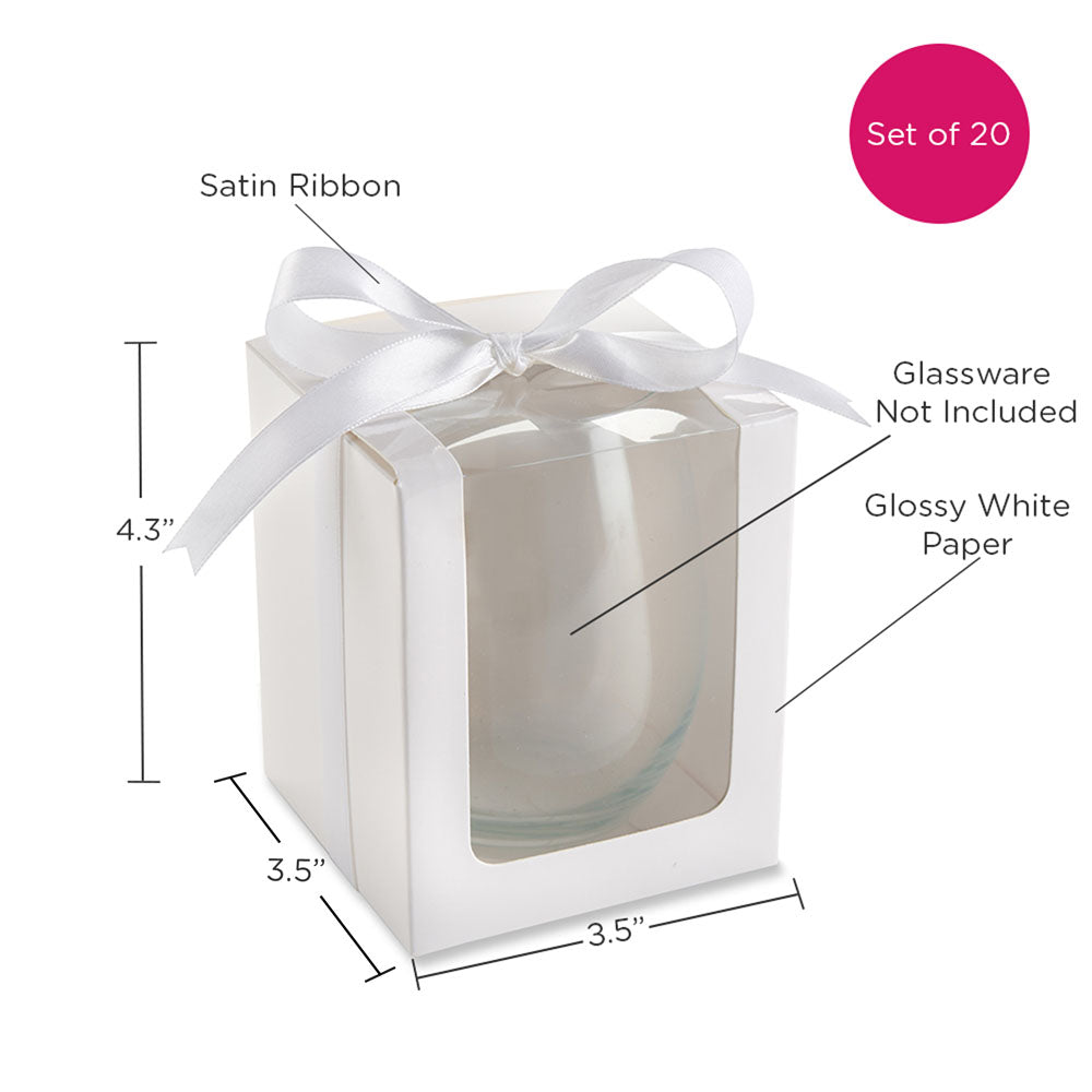 White 15 oz. Glassware Gift Box with Ribbon (Set of 20) - Alternate Image 6 | My Wedding Favors