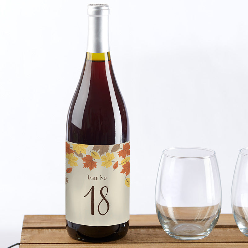 Fall Leaves Wine Label Table Numbers (1-20)
