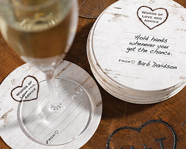Love & Advice Woodgrain Coasters (Set of 25) - Alternate Image 2 | My Wedding Favors