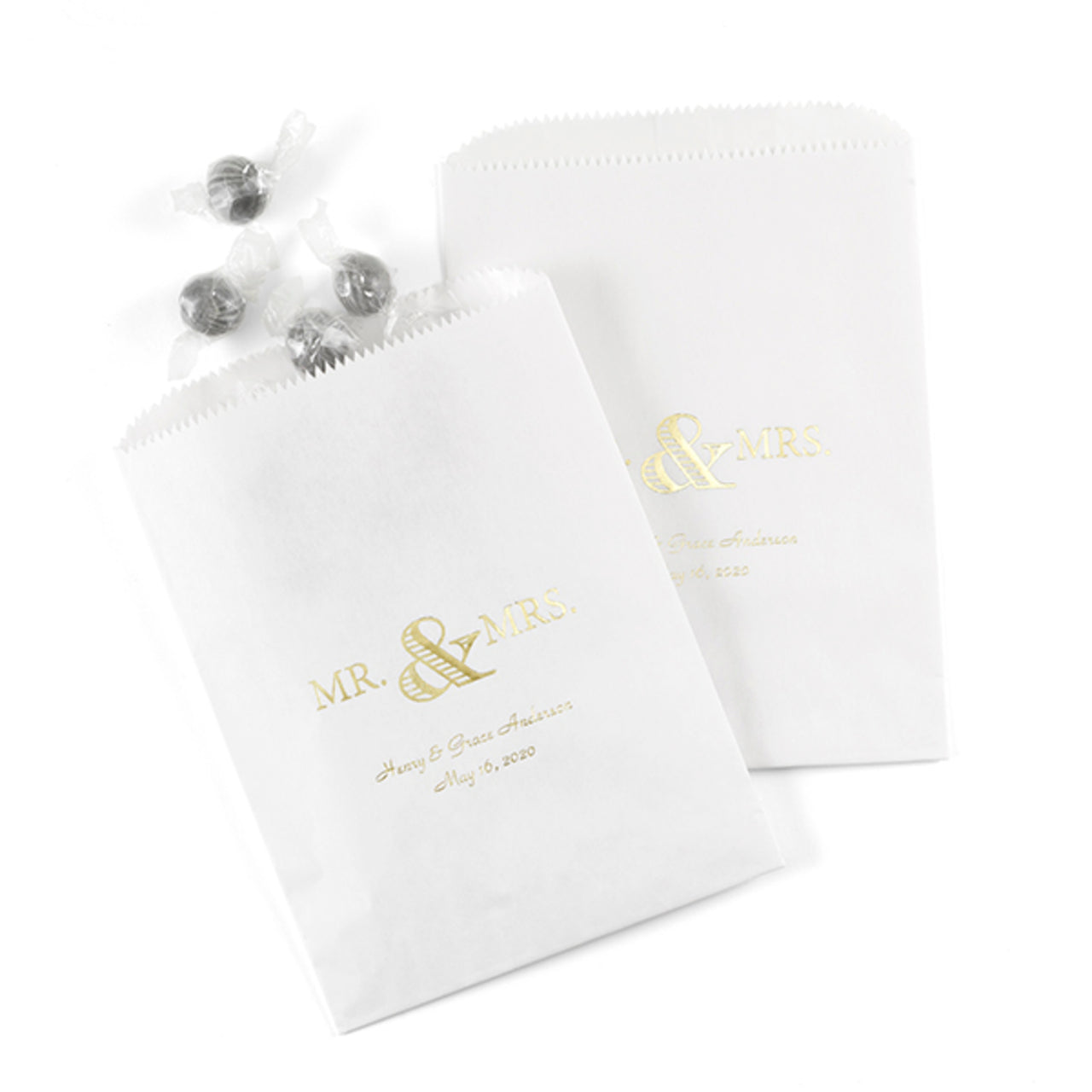 Personalized Mr. & Mrs. Treat Bags (Available in Multiple Colors) (Set of 50) - Alternate Image 3 | My Wedding Favors