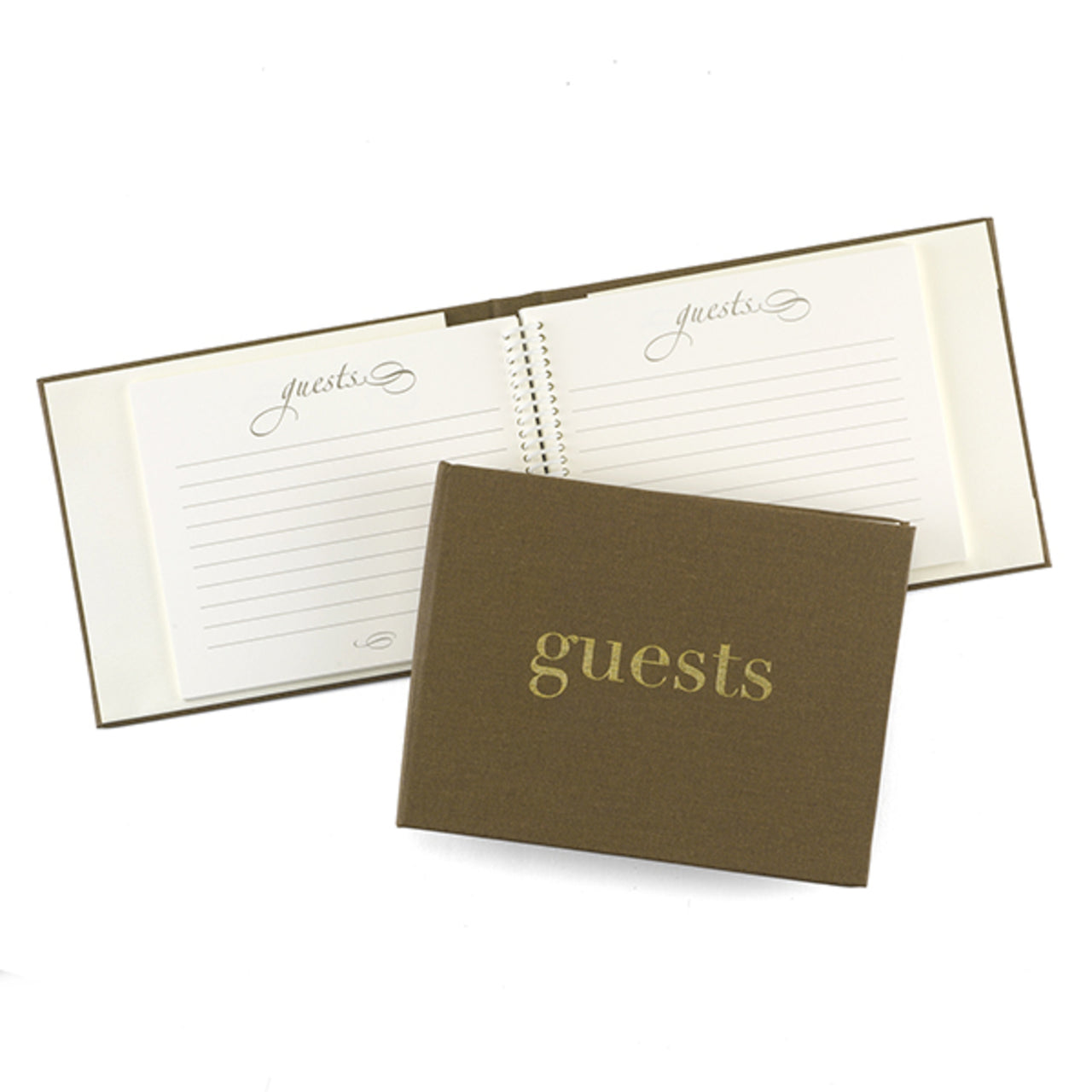 Golden Linen Guest Book - Main Image | My Wedding Favors