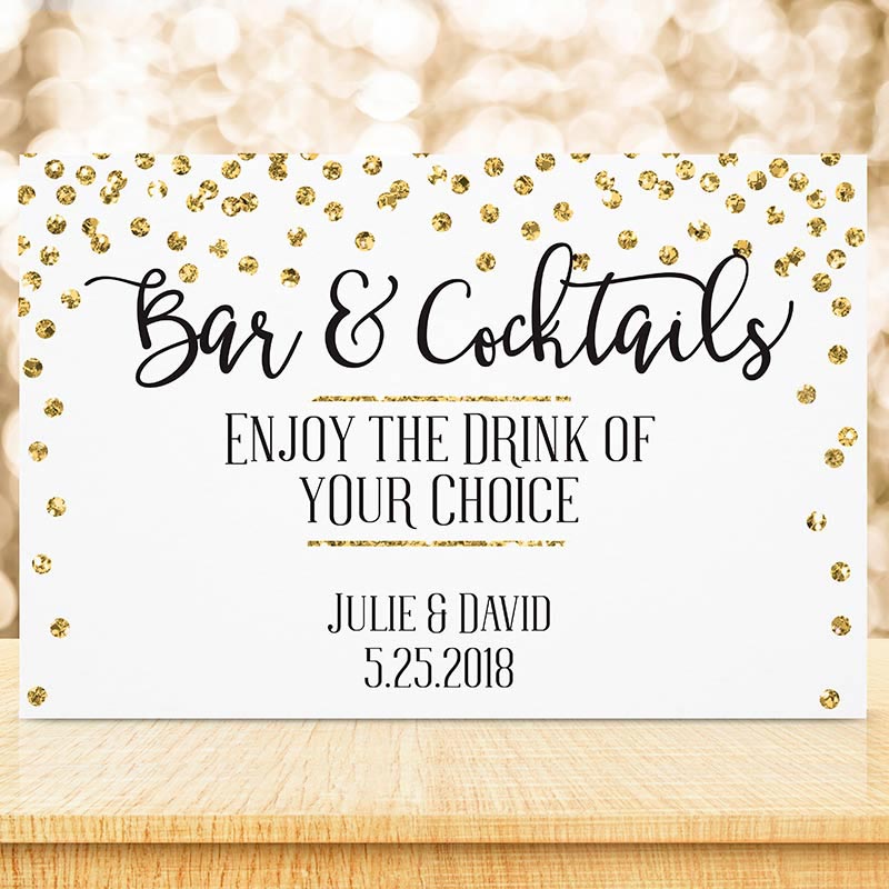 Personalized Gold Glitter Wedding Sign (18x12) (Multiple Designs Available) - Alternate Image 3 | My Wedding Favors