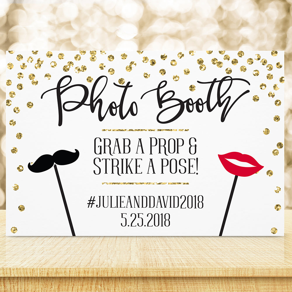 Personalized Gold Glitter Wedding Sign (18x12) (Multiple Designs Available) - Main Image | My Wedding Favors