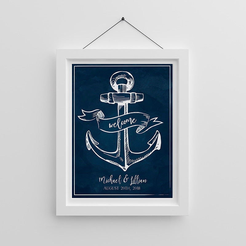 Personalized Nautical Poster (18x24) (Multiple Designs Available) - Main Image | My Wedding Favors