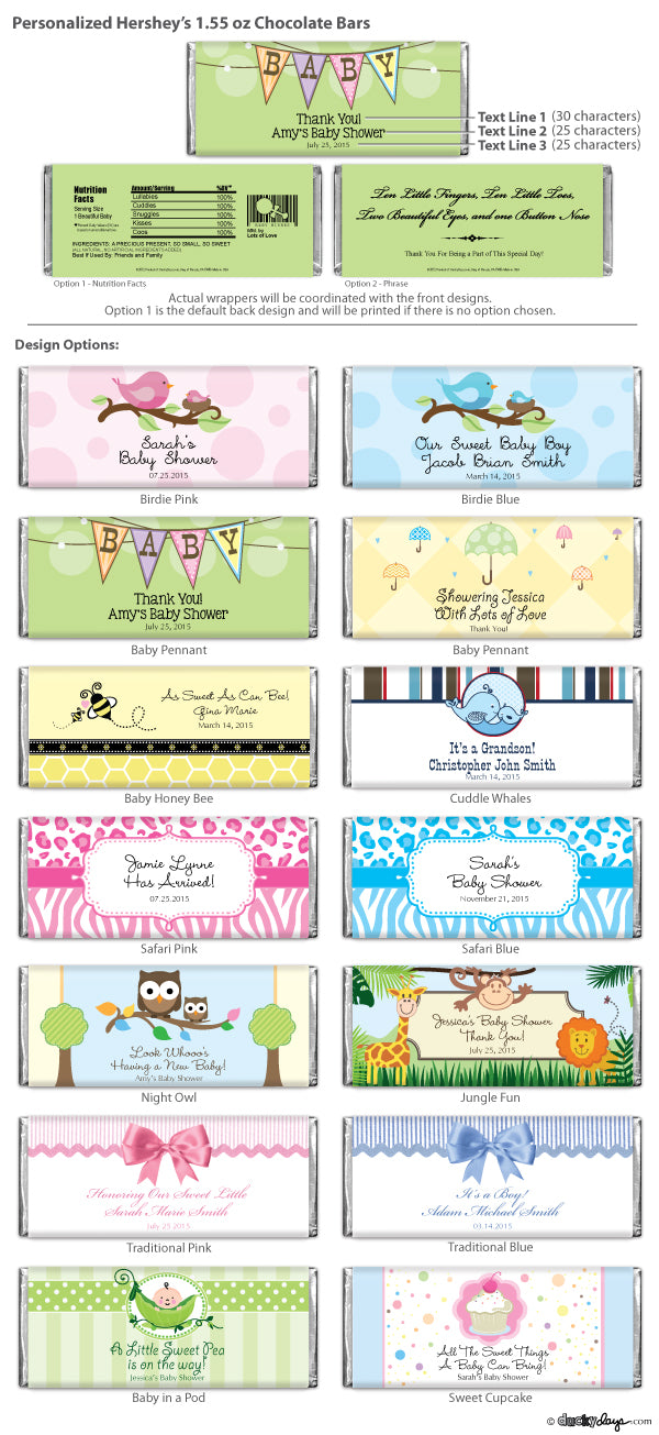 Personalized Baby Shower Hershey's Chocolate Bars - Alternate Image 2 | My Wedding Favors