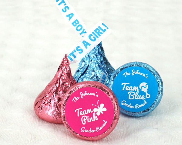 Personalized Team Pink or Blue "It's A Girl/Boy" Plume Hershey's Kisses (Set of 200) - Main Image | My Wedding Favors