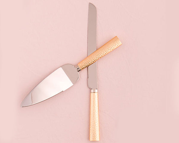 Hammered Gold & Silver Cake Serving Set - Main Image | My Wedding Favors