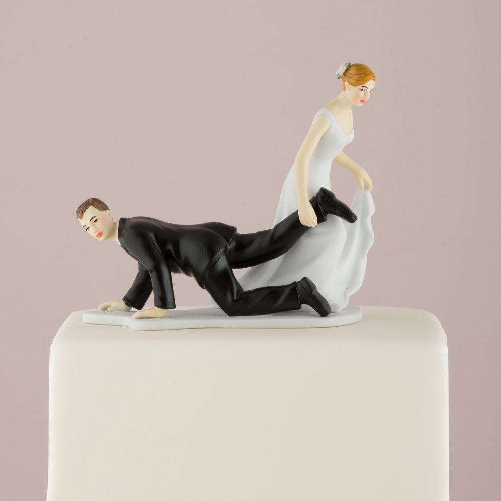Comical Couple with the Bride "Having the Upper Hand" Cake Topper - Alternate Image 2 | My Wedding Favors