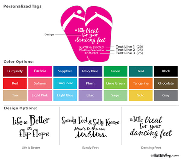 Wedding Flip Flops w/Personalized Flip Flop Tag (Black or White Available) - Alternate Image 2 | My Wedding Favors