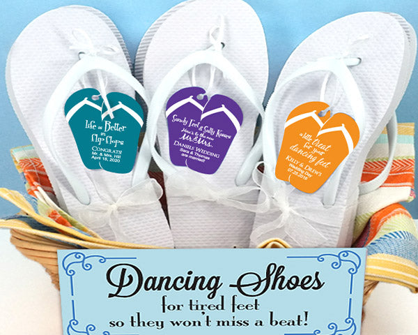 Wedding Flip Flops w/Personalized Flip Flop Tag (Black or White