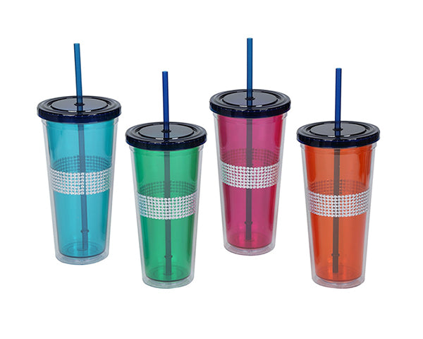 24 oz. Bling Plastic Tumbler with Lid and Straw