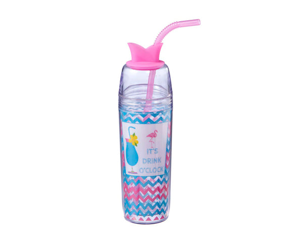 16 oz. Drink O'Clock Water Bottle With Straw