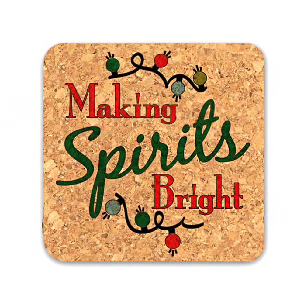 Making Spirits Bright Square Cork Coasters (Set of 4) - Main Image | My Wedding Favors