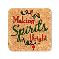 Making Spirits Bright Square Cork Coasters (Set of 4) - Main Image | My Wedding Favors