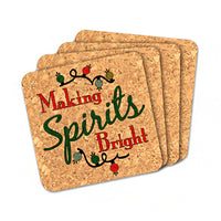 Thumbnail for Making Spirits Bright Square Cork Coasters (Set of 4) - Alternate Image 2 | My Wedding Favors
