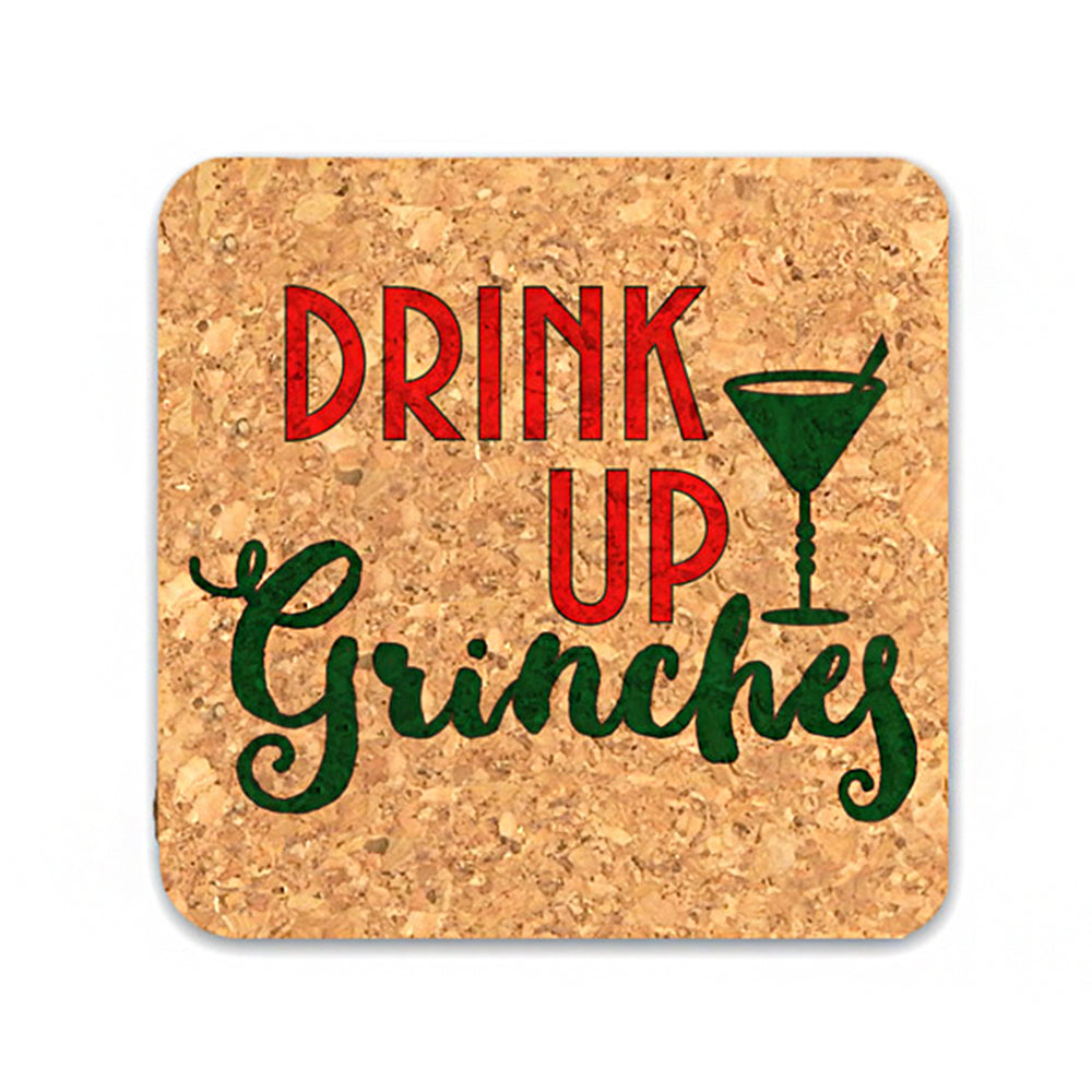 Drink Up Grinches Square Cork Coasters (Set of 4)